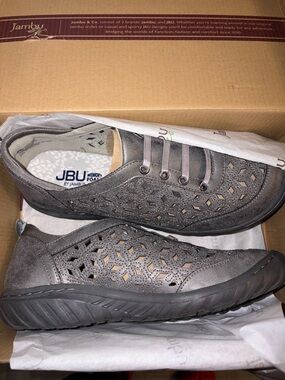 JBU Women's Gray Perforated Slip-On Loafers